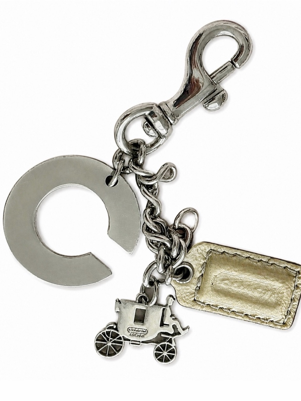 COACH ✨Y2K✨ Horse & Carriage Sig C Hangtag Charm Keychain